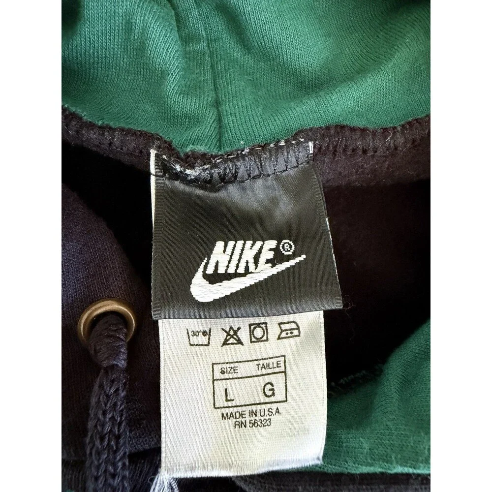 Vintage 90s Nike Air Hoodie Mens L Black Green Embroidered Made USA